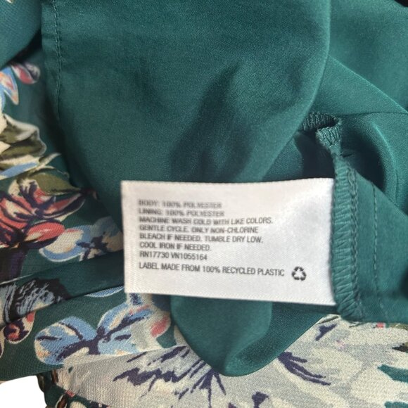 A New Day Dark Green Floral Long Sleeve Babydoll Dress Size M - Picture 5 of 5